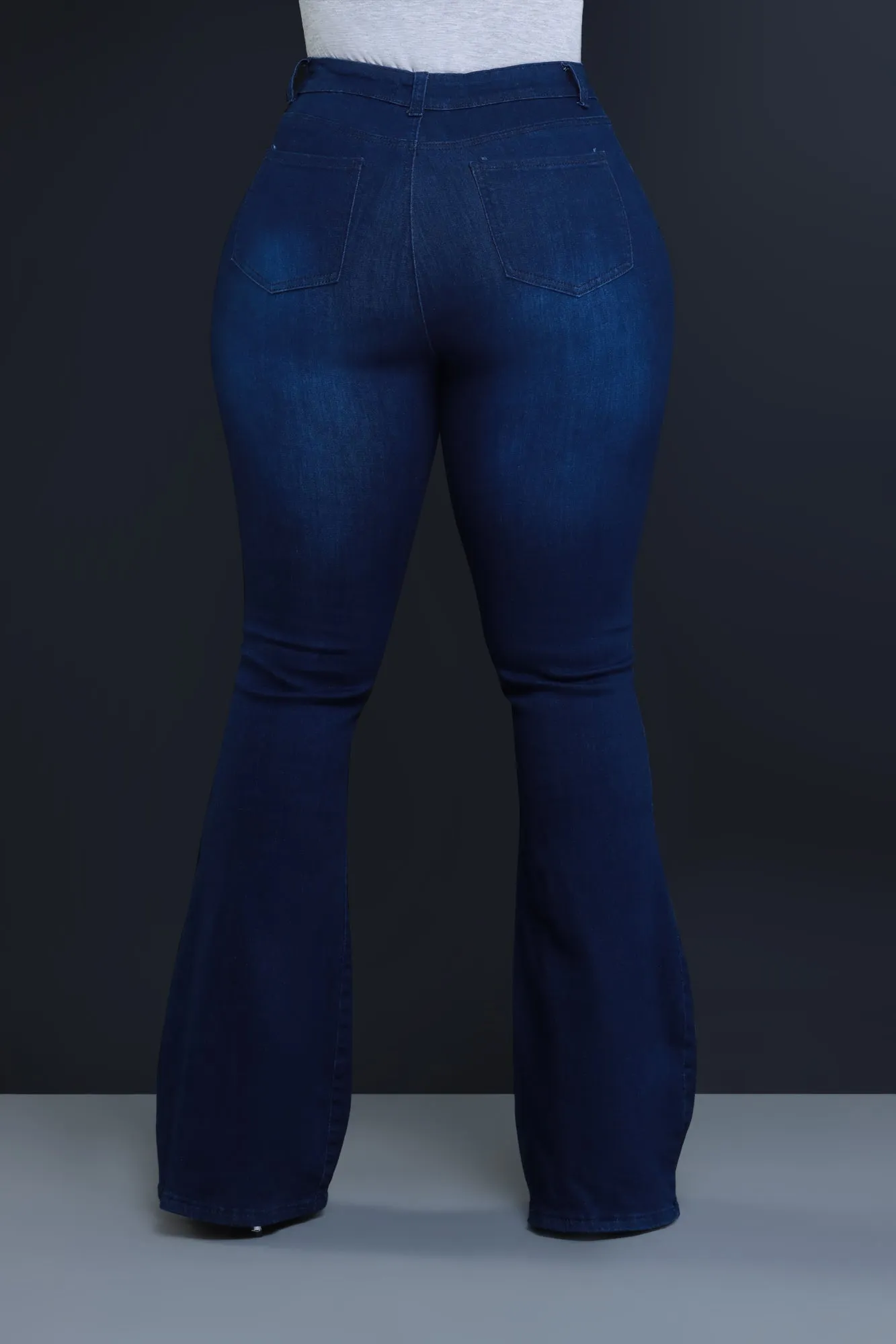 $15.99 Bing High Waist Stretchy Bell Bottom Jeans - Dark Wash
