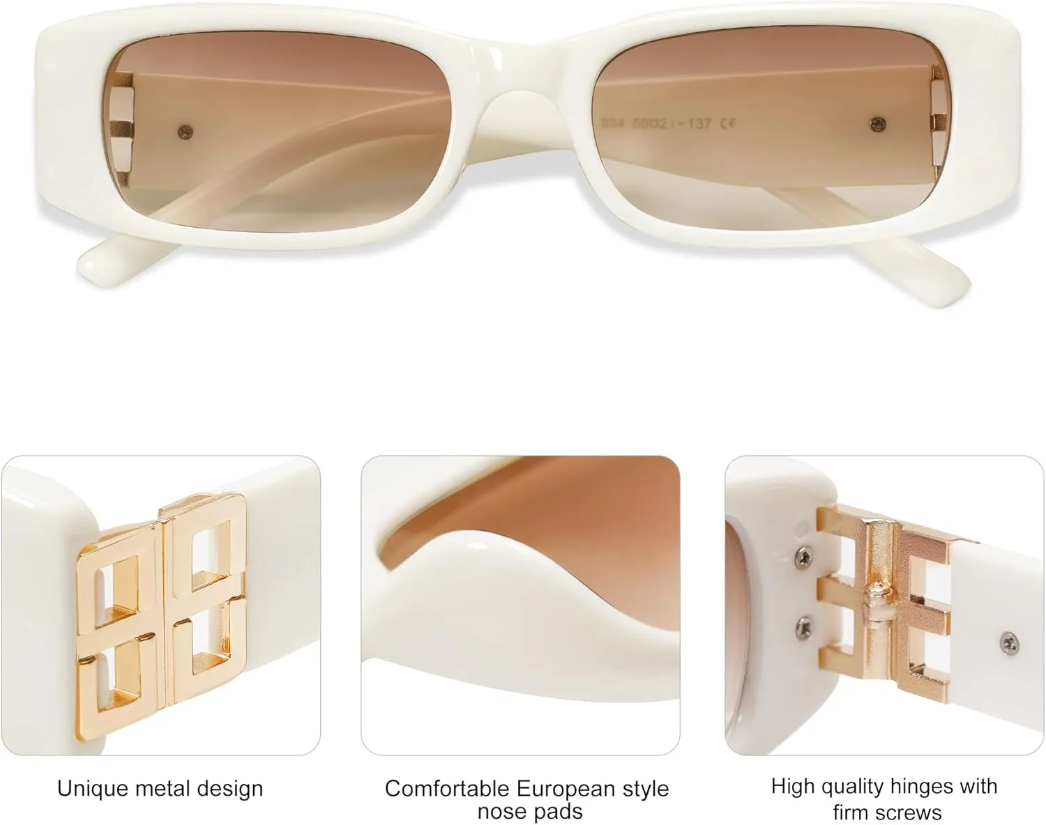 Allarallvr Rectangle Sunglasses for Women 90s Retro Trendy Y2K Classical Vintage Square Shades AR82037