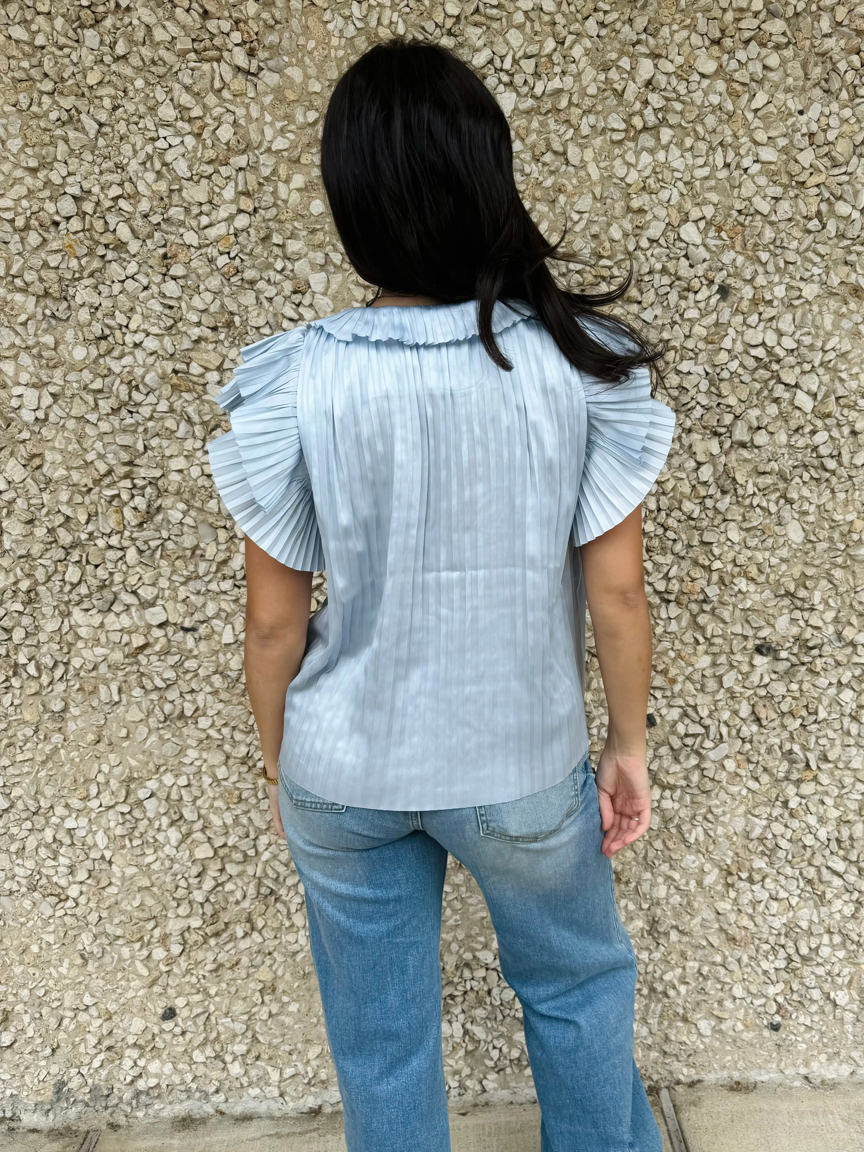 Apparel- Reset by Jane Pleated Flowy Short Sleeve Top