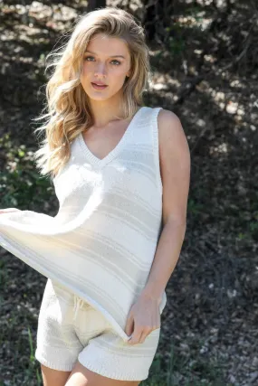 Boho Stripe Knit Sleeveless Top and Shorts Set
