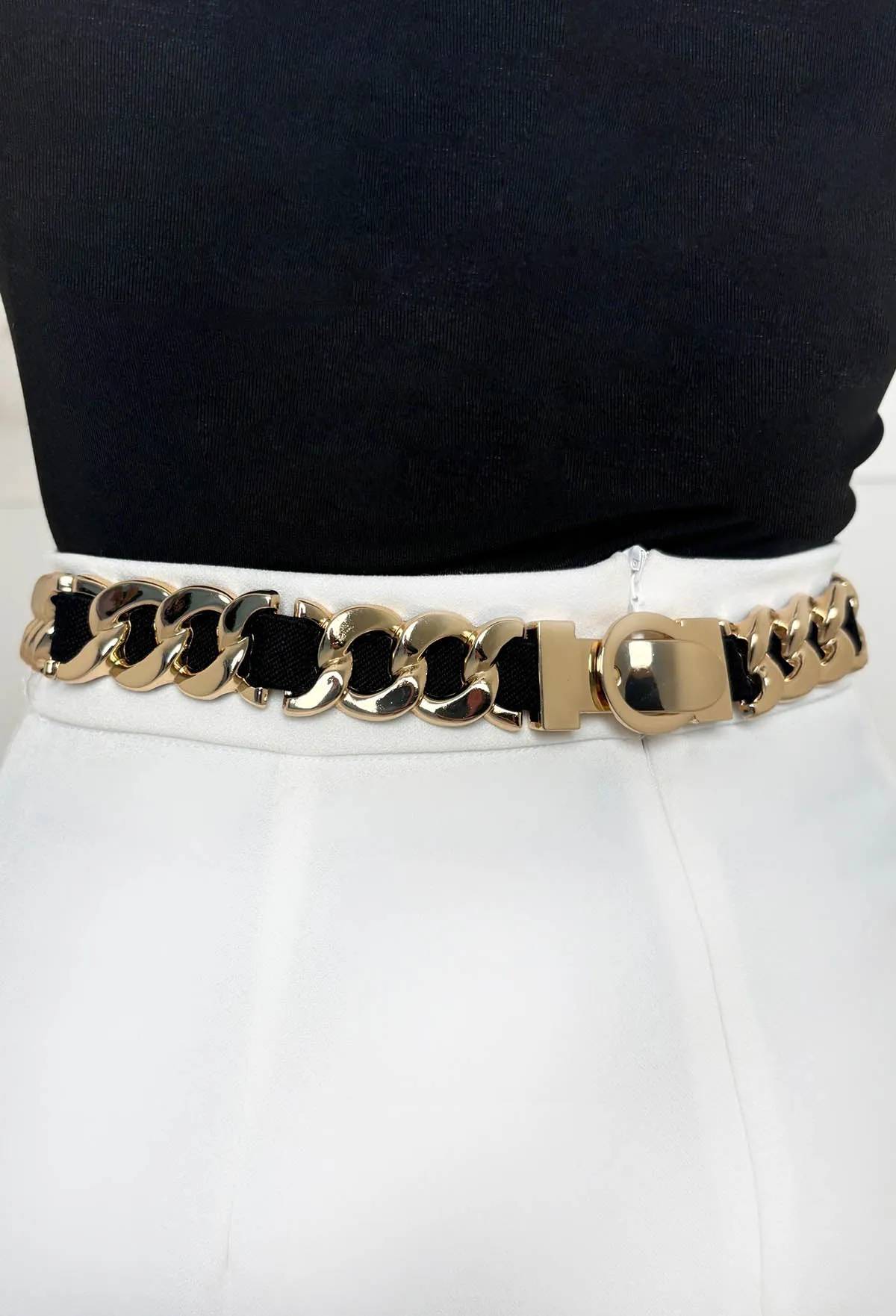 Chained Lover Gold Chain Detail Elasticated Belt