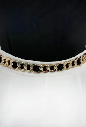 Chained Lover Gold Chain Detail Elasticated Belt