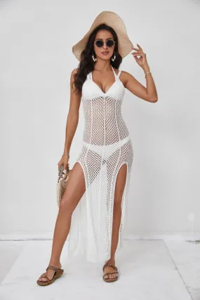 Crochet Side Split Swimsuit Coverup Dress