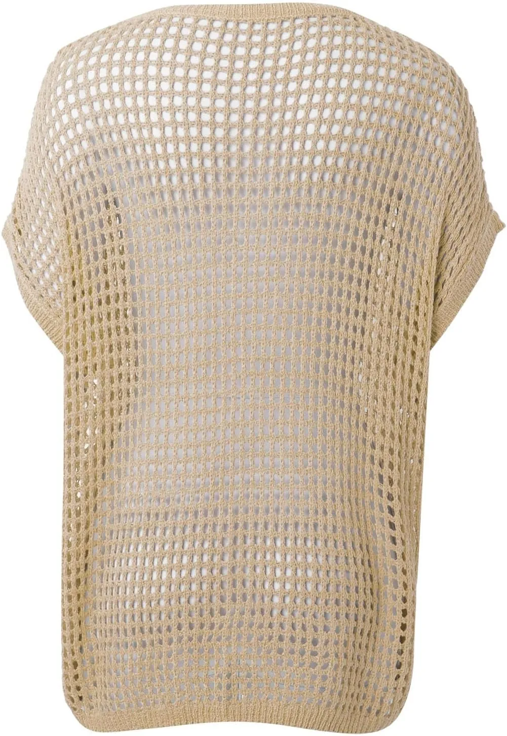 Crochet Tops for Women Summer Scoop Neck Off Shoulder Sweater Beach Coverup Short Sleeve Hollow Out Knit Pullover Top