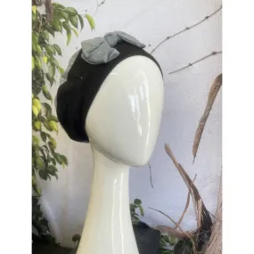 Embellished Hat - Size #1 Black/Silver Bow