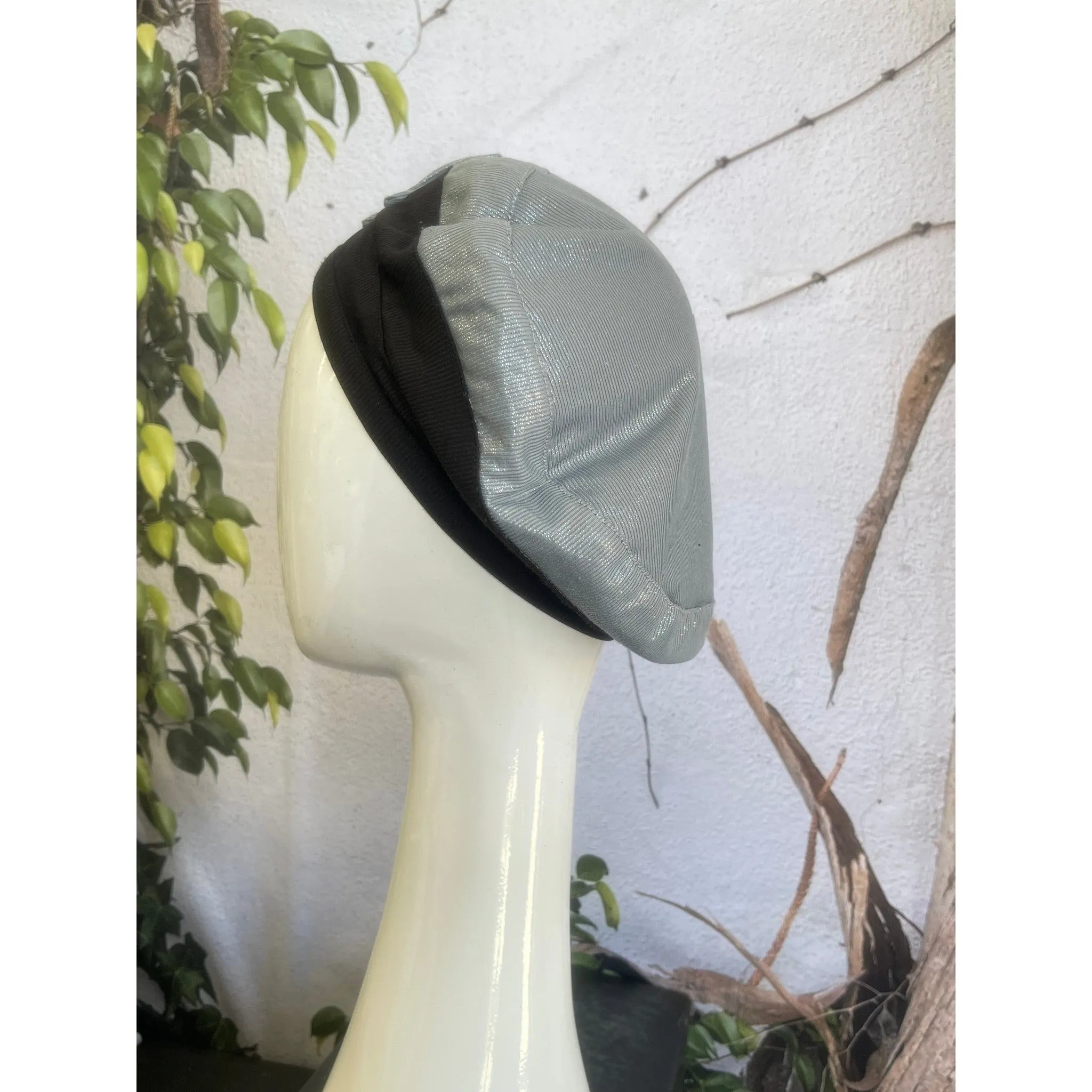 Embellished Hat - Size #1 Black/Silver Bow
