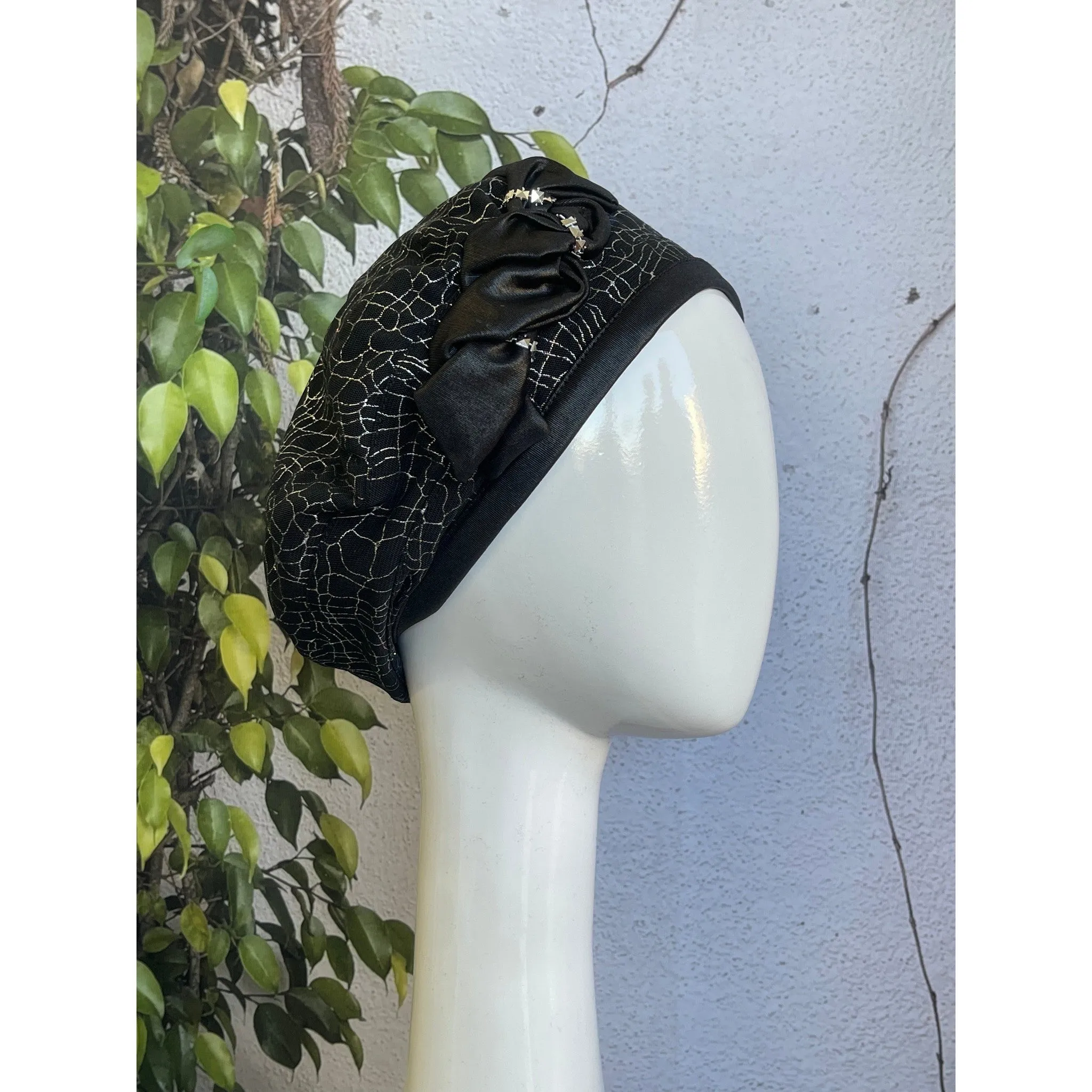 Embellished Hat - Size #1 Black/Silver