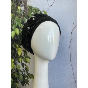 Embellished Hat - Size #1 Black/Silver