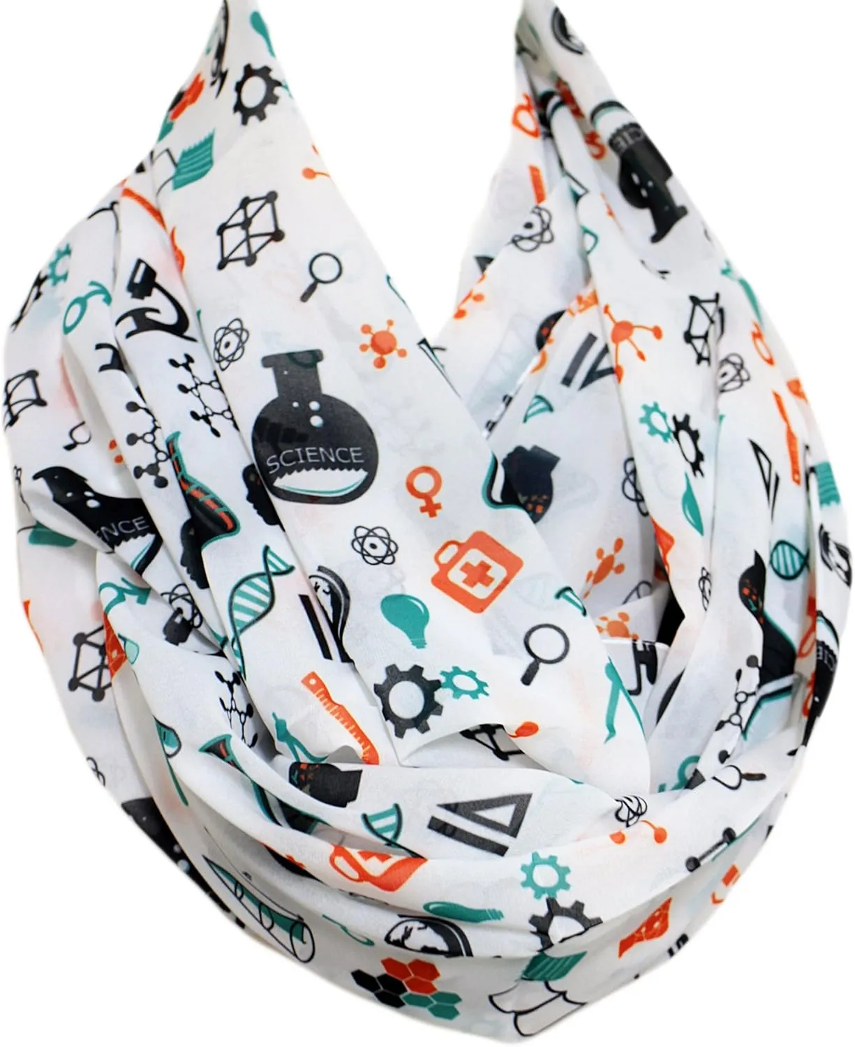 Etwoa Colorful Science Infinity Scarf Chemistry Scarf Geek Infinity Scarf