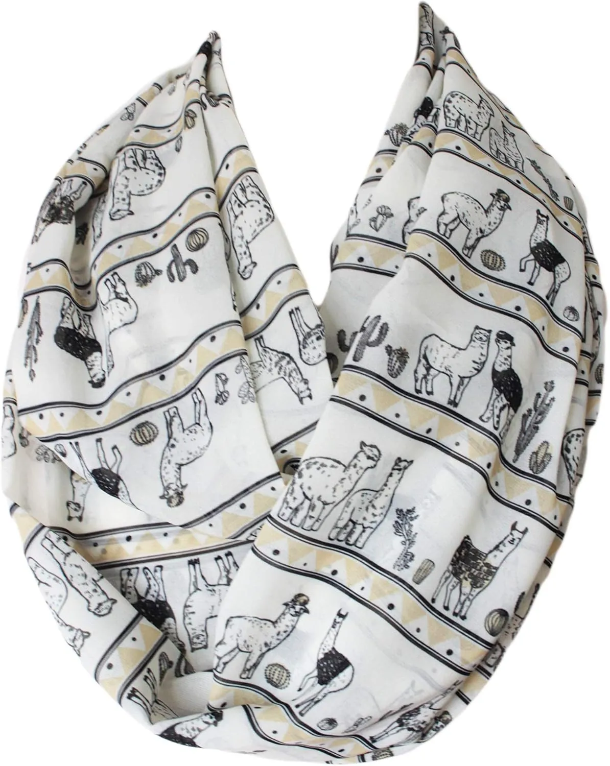 Etwoa Llama Pattern Infinity Circle Scarf