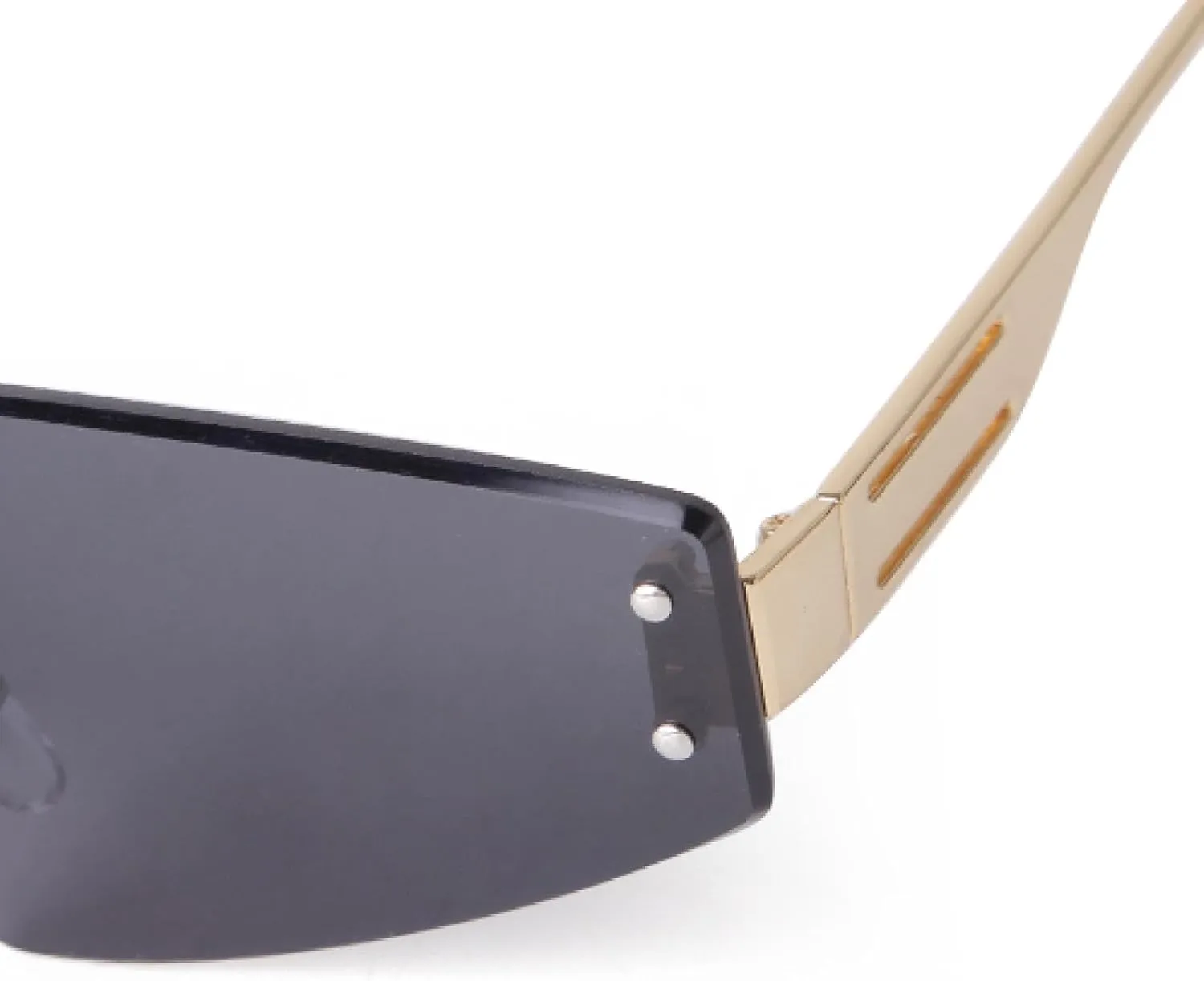 Fashion Frameless Pink Cateye Sunglasses Women Men Trendy Rivet Rimless Triangle Sun Glasses Uv