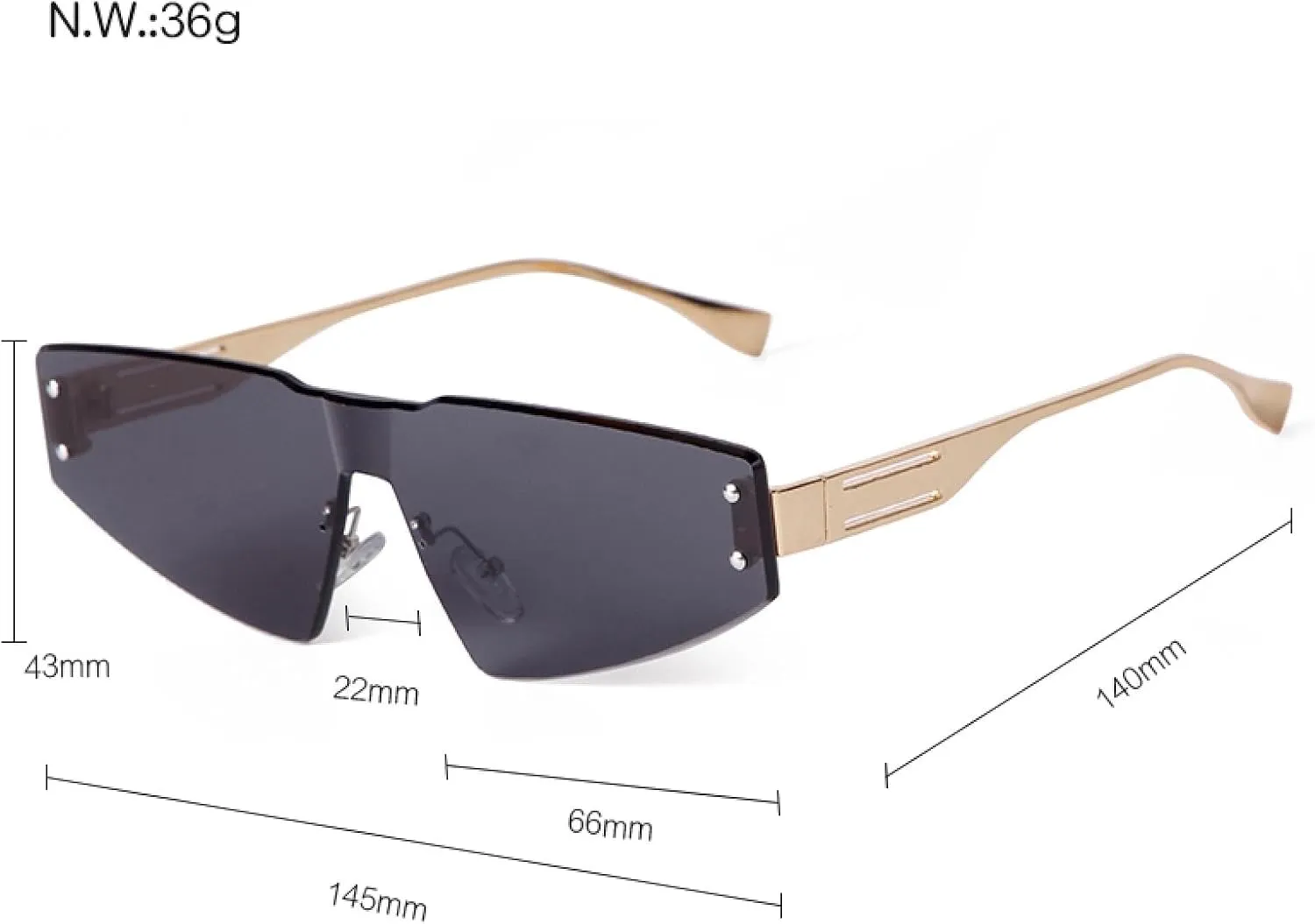 Fashion Frameless Pink Cateye Sunglasses Women Men Trendy Rivet Rimless Triangle Sun Glasses Uv