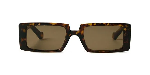 Female Trendy Black Rectangle Thick Frame Fashion Sunglasses