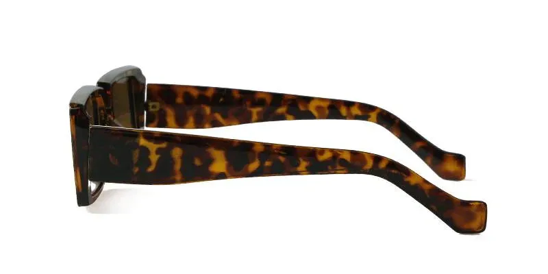 Female Trendy Black Rectangle Thick Frame Fashion Sunglasses