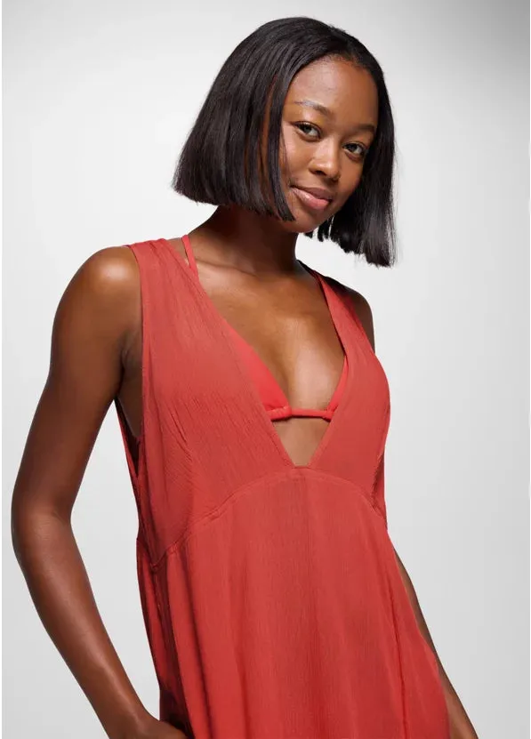 Fernie V-Neck Mini Dress - Rose Fire