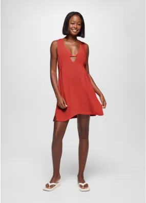 Fernie V-Neck Mini Dress - Rose Fire
