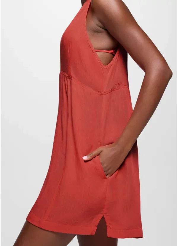 Fernie V-Neck Mini Dress - Rose Fire