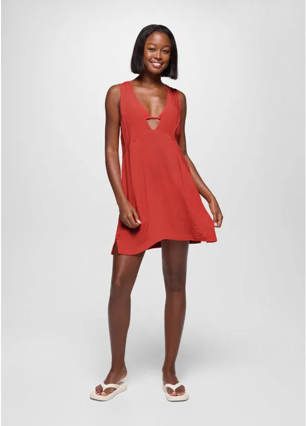 Fernie V-Neck Mini Dress - Rose Fire