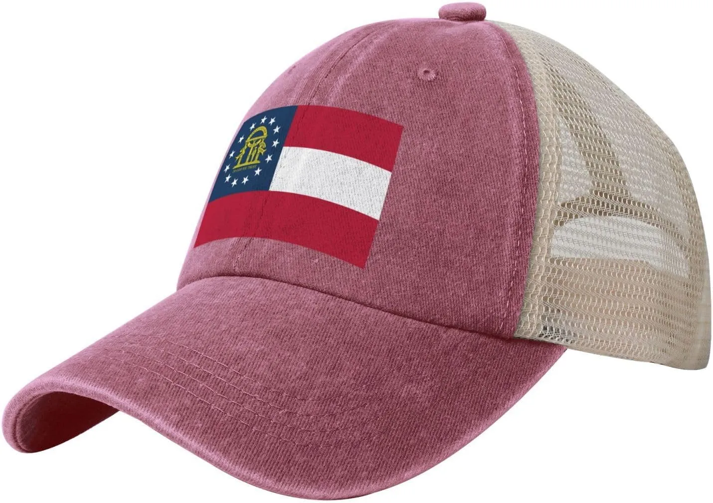 Flag of Georgia (U.S. State) Baseball Cap Women Men Mesh-Back Hat Retro Trucker Hats Sun Hat