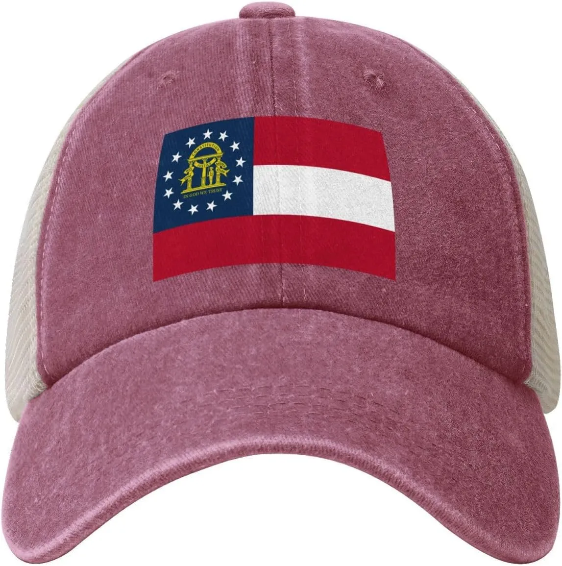 Flag of Georgia (U.S. State) Baseball Cap Women Men Mesh-Back Hat Retro Trucker Hats Sun Hat