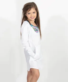 Girls White Hoodie Cover Up