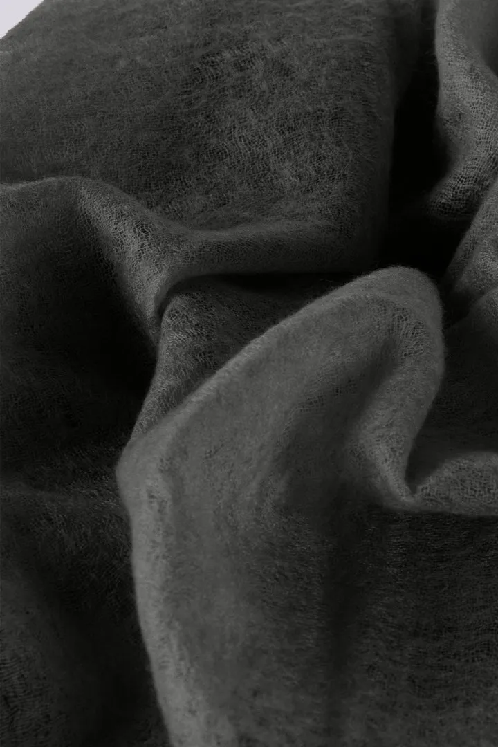 Handwoven Pure Cashmere Scarf Shawl in Black
