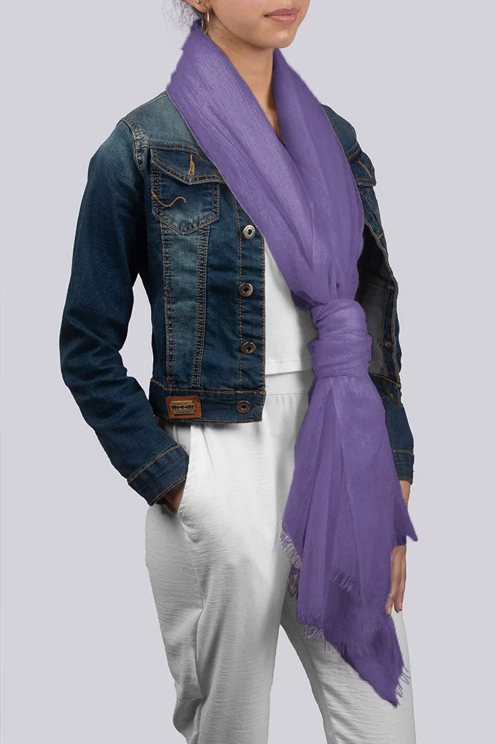 Handwoven Pure Cashmere Scarf Shawl in Lavender