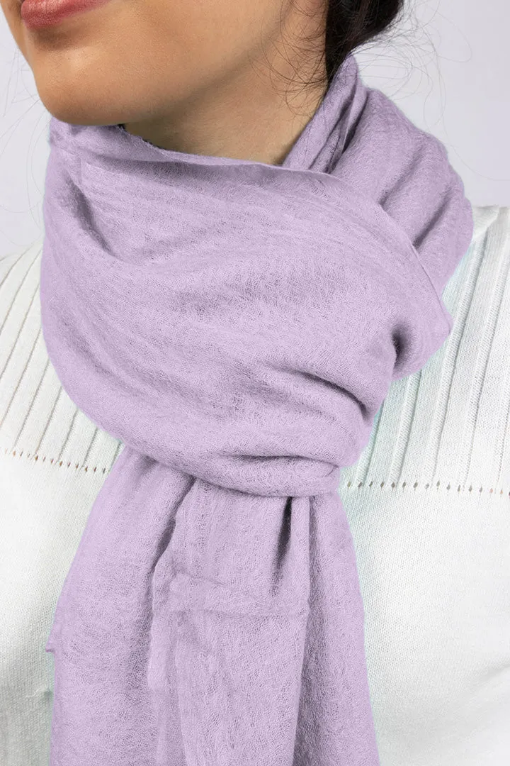 Handwoven Pure Cashmere Scarf Shawl in Lilac