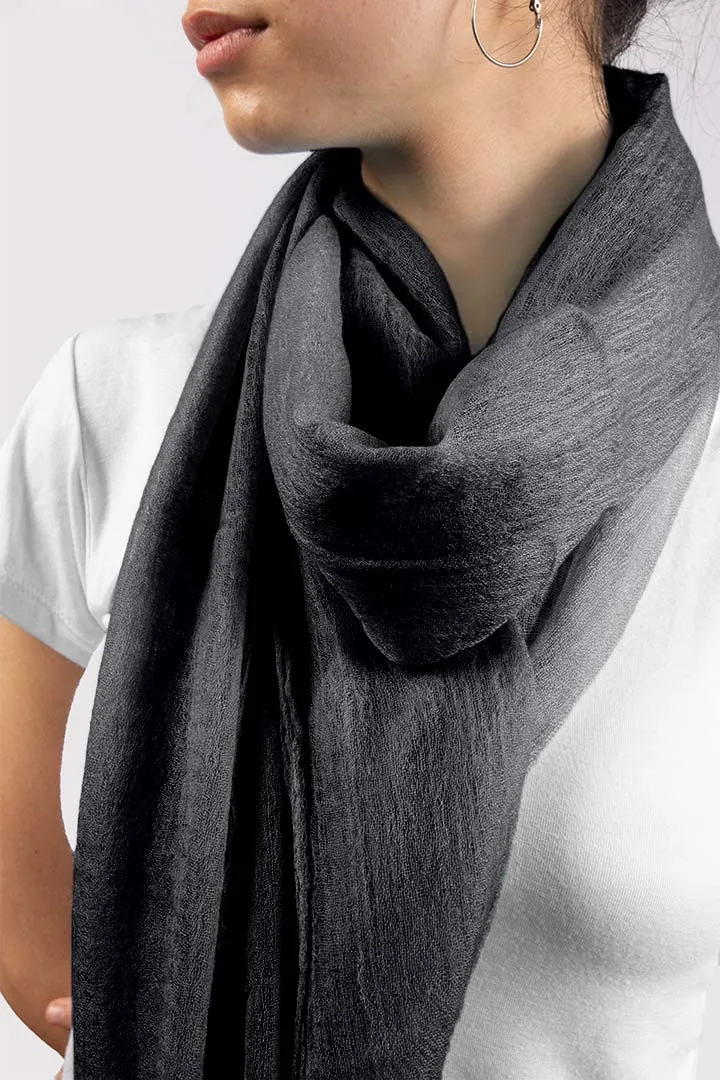 Handwoven Pure Cashmere Scarf Shawl in Midnight Black