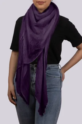 Handwoven Pure Cashmere Scarf Shawl in Purple