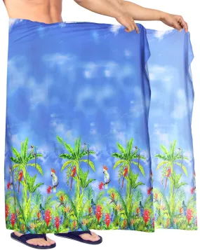 HAPPY BAY Men's Plus Size Sarong Swimsuit Cover Up Beach Wrap 78"X42" Blue Z231 912084