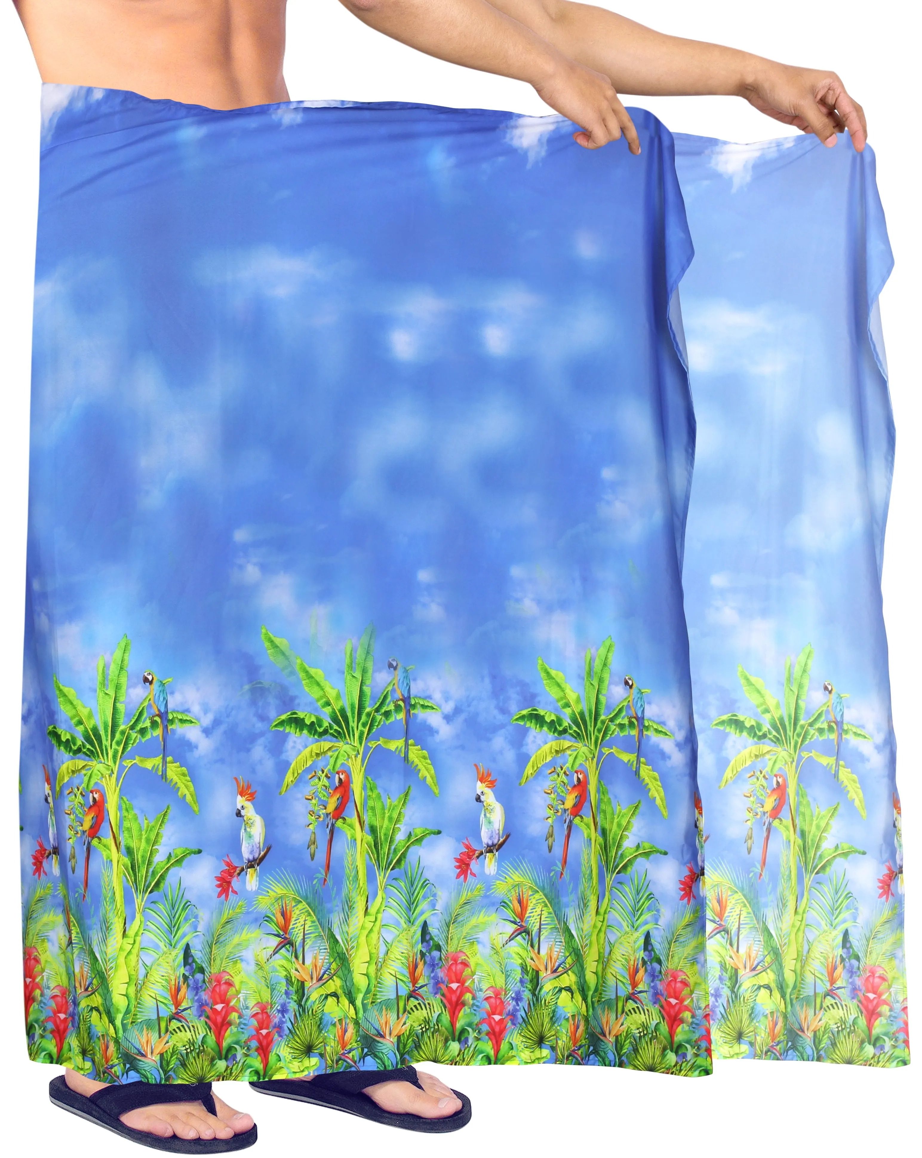 HAPPY BAY Men's Plus Size Sarong Swimsuit Cover Up Beach Wrap 78"X42" Blue Z231 912084