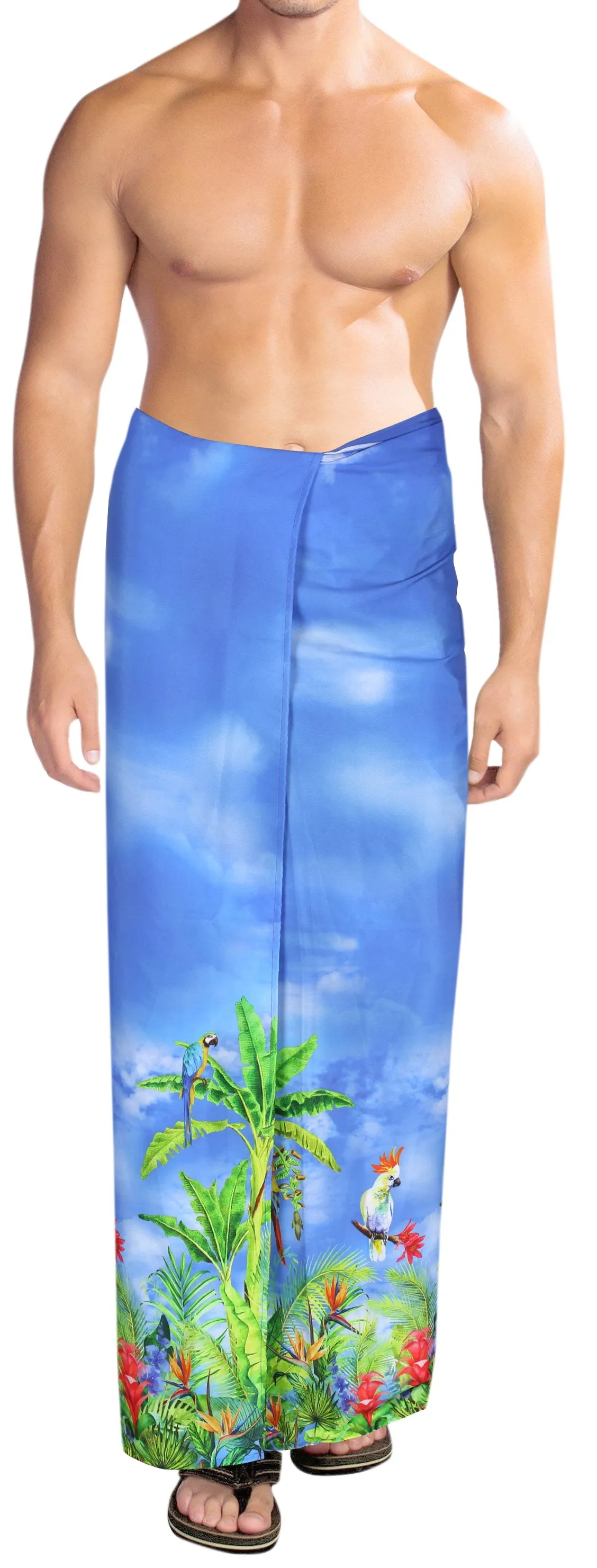 HAPPY BAY Men's Plus Size Sarong Swimsuit Cover Up Beach Wrap 78"X42" Blue Z231 912084
