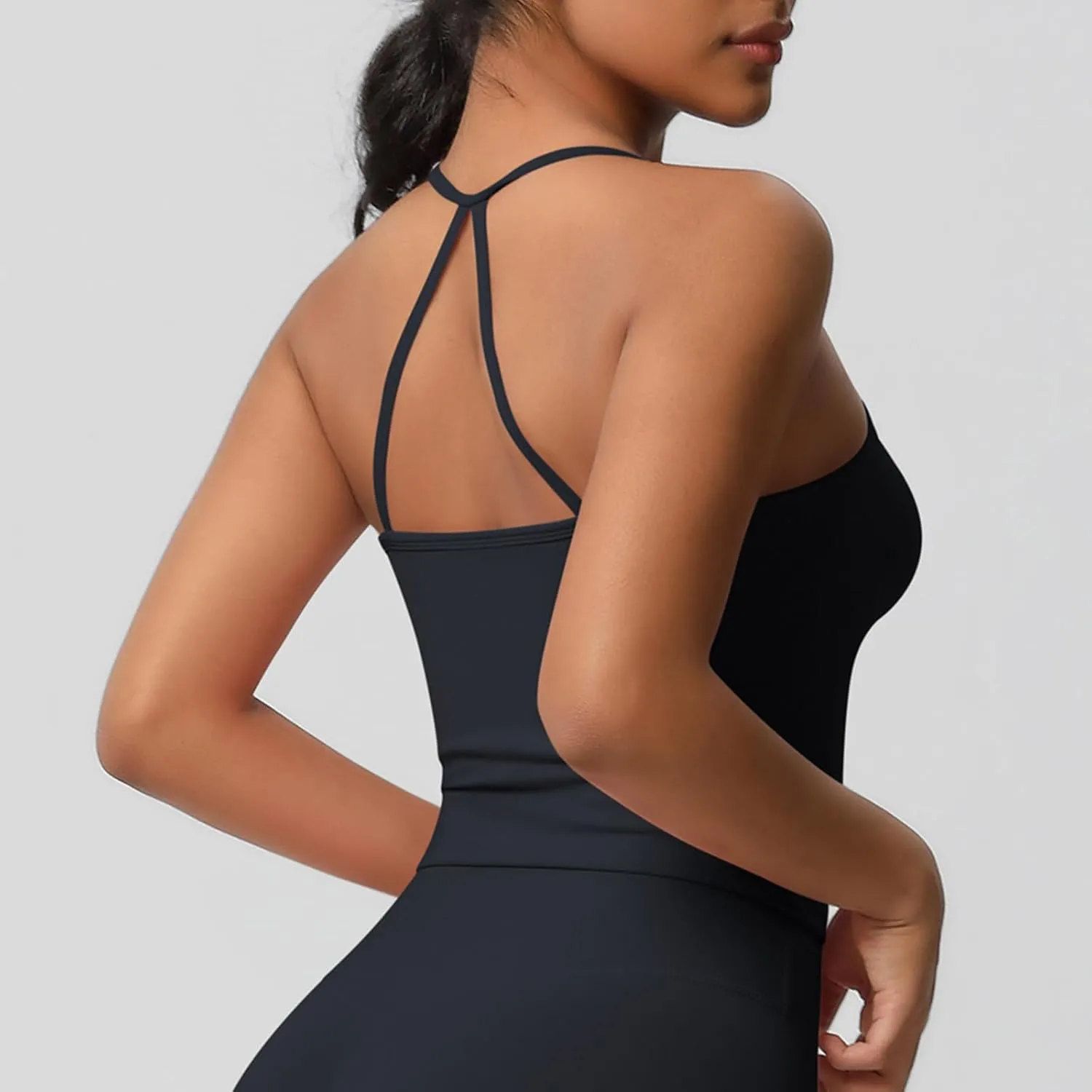 HGps8w Women's Spaghetti Straps Workout Tank Top Sleeveless Casual 2025 Summer Quick Dry Breathable Athletic Yoga Shirts