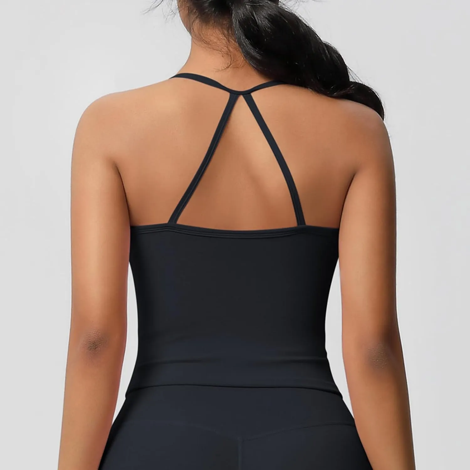 HGps8w Women's Spaghetti Straps Workout Tank Top Sleeveless Casual 2025 Summer Quick Dry Breathable Athletic Yoga Shirts