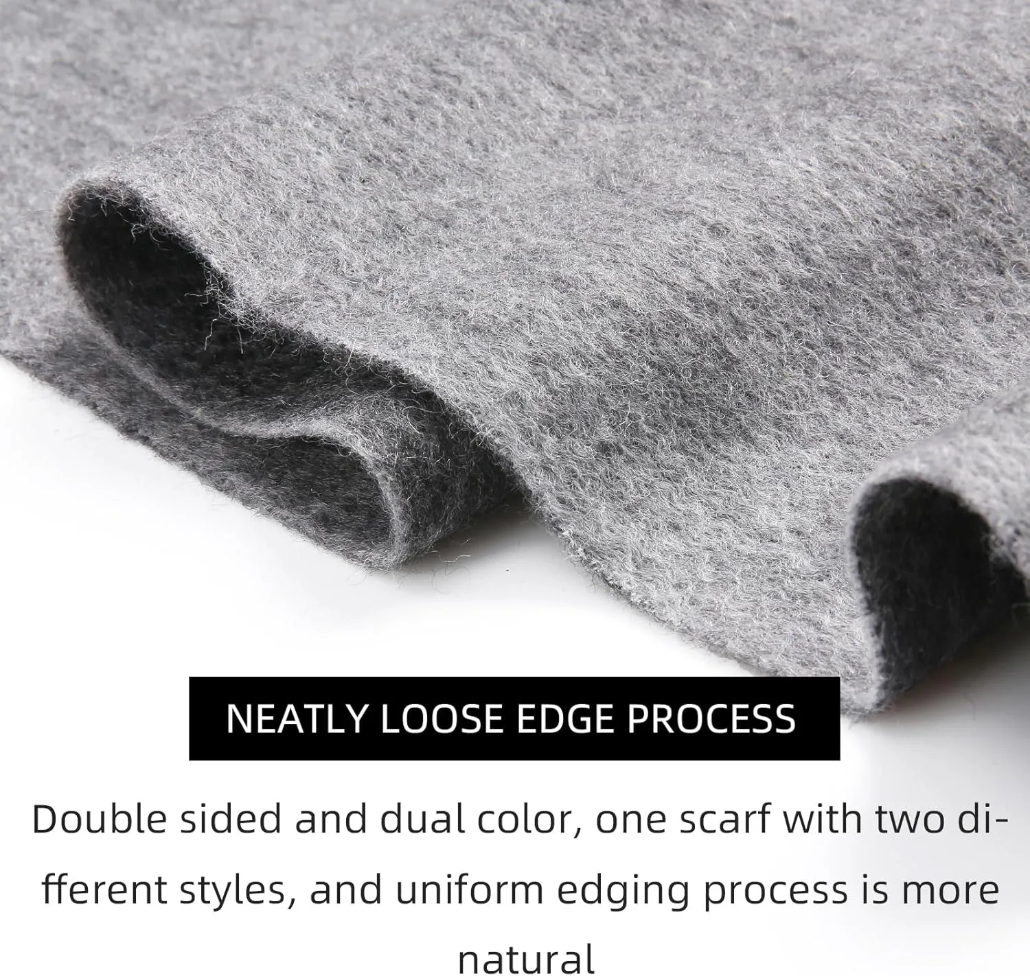 HOTDAY Cashmere Scarf - Winter Warmer With Double-sided Solid Color, Water Wave Pattern