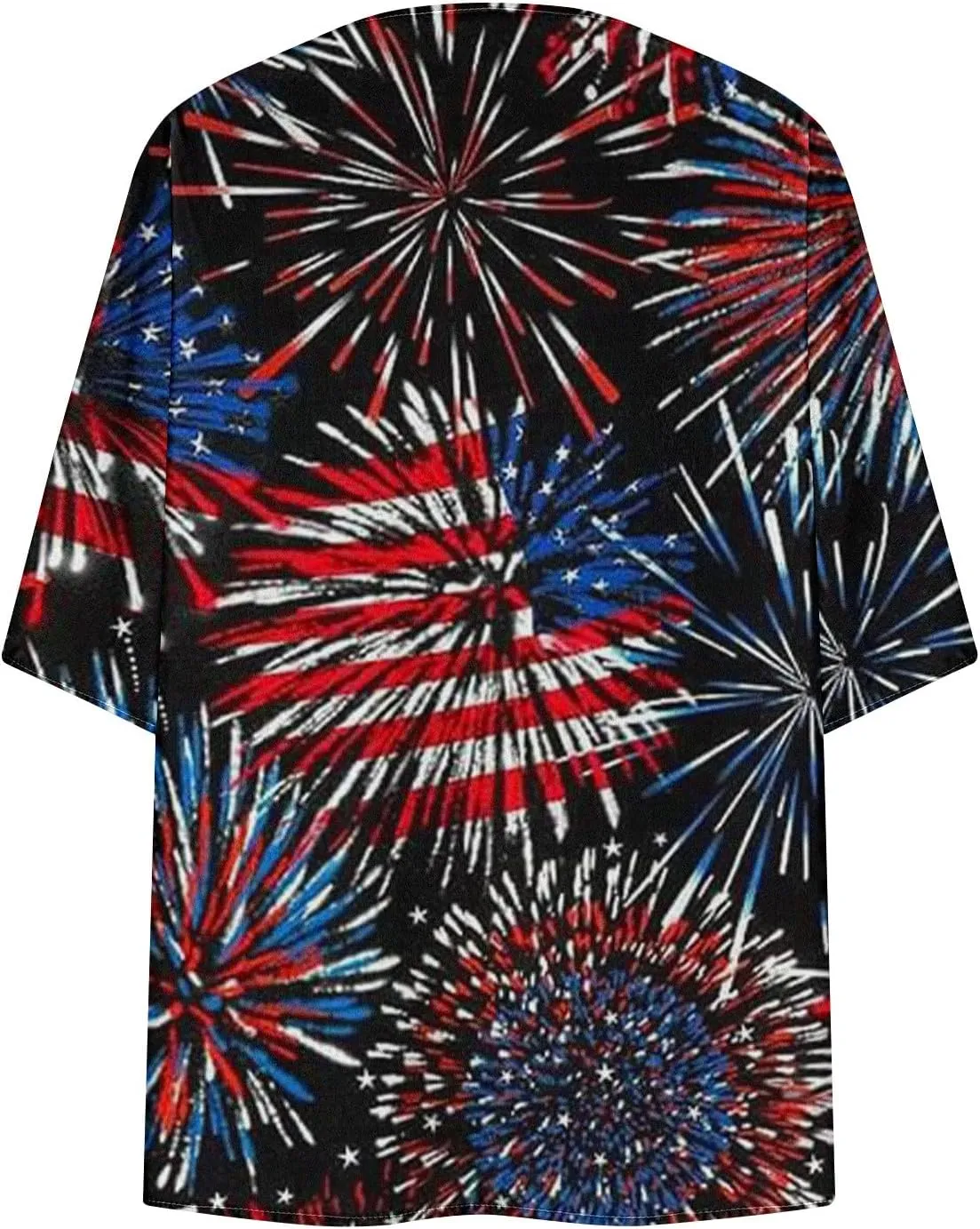 Independence Day Kimonos for Women Lightweight Cardigans American Flag Print 100% Polyester Blouse Tops Summer Beachwear