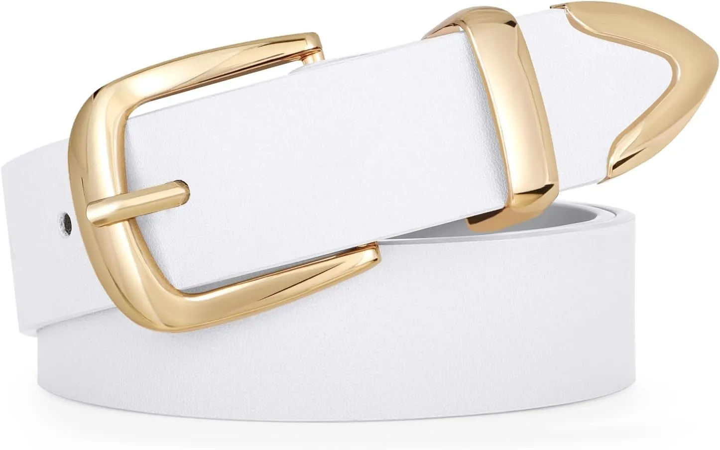 JASGOOD Women's Fashion Leather Belt Ladies Gold Buckle Leather Belt for Jeans Pants Dresses