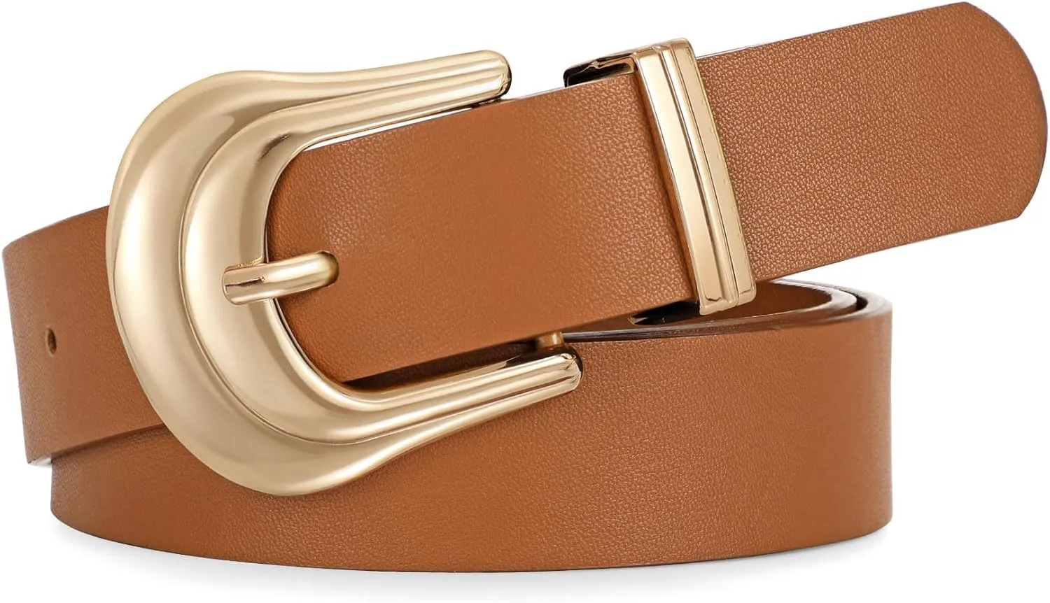 JASGOOD Women's Western Belt Vintage Black Leather Waist Belt for Pants Jeans with Gold Buckle
