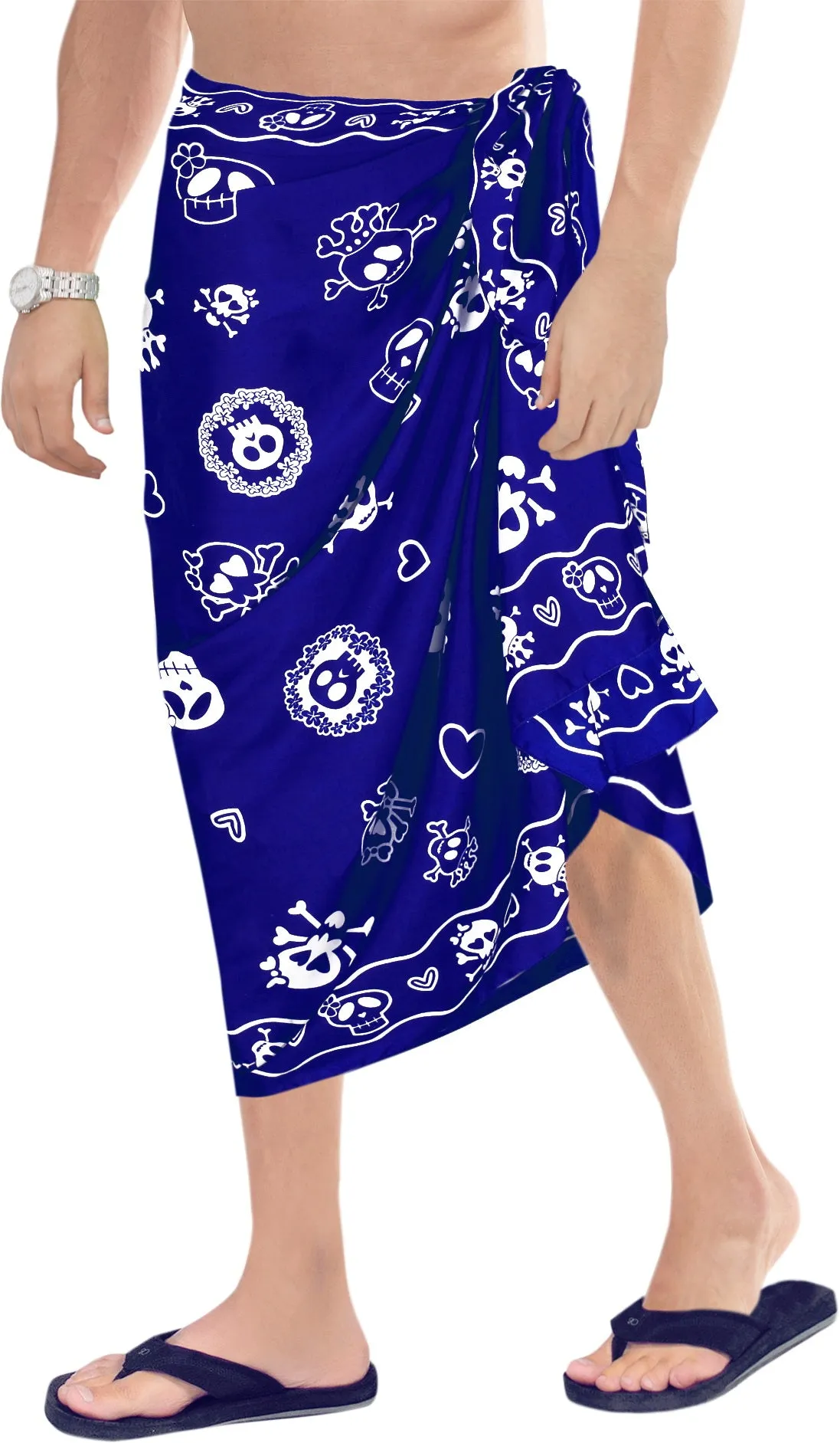 LA LEELA Beach Wear Mens Sarong Pareo Wrap Cover upss Bathing Suit Beach Towel Swimming Blue_B924
