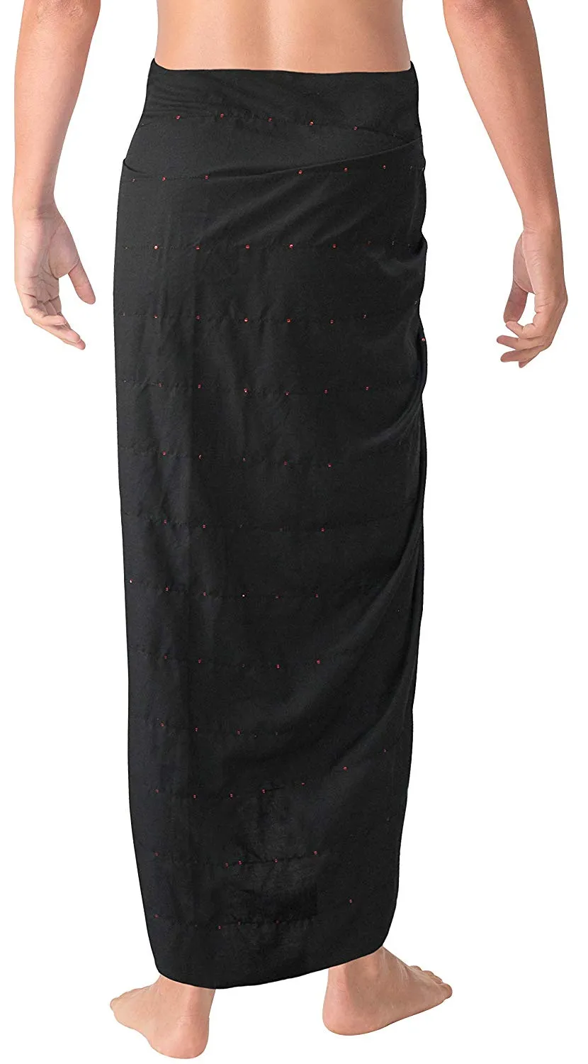 LA LEELA Gentle Smooth Rayon Embroidered Sequin Men Pareo Sarong Wrap 78X41 Inch