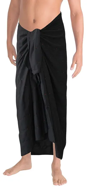 LA LEELA Gentle Smooth Rayon Embroidered Sequin Men Pareo Sarong Wrap 78X41 Inch