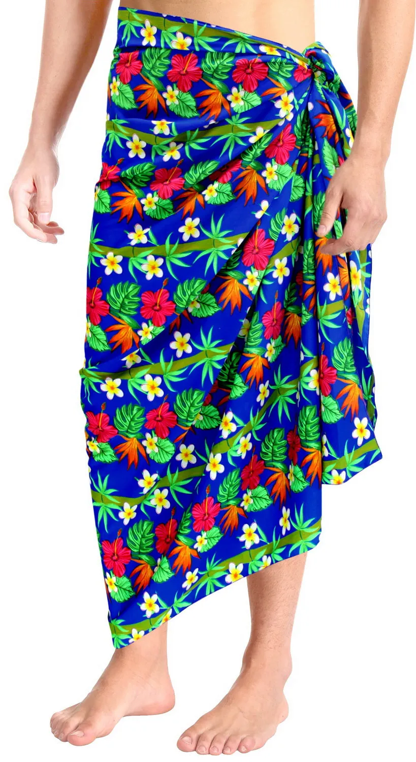 LA LEELA Men's Beach Sarong Pareo Swimwear Cover Ups Wrap Lungi 72"x42" Royal Blue S47 136981
