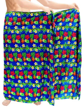 LA LEELA Men's Beach Sarong Pareo Swimwear Cover Ups Wrap Lungi 72"x42" Royal Blue S47 136981