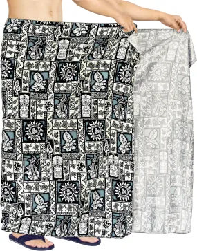 La Leela Men's Hawaiian Beach Wrap Sheer Sarong Swimming Bathing Suit Towel Beachwear Swim Pareo Cover up Long 72"X42"  Black 125960