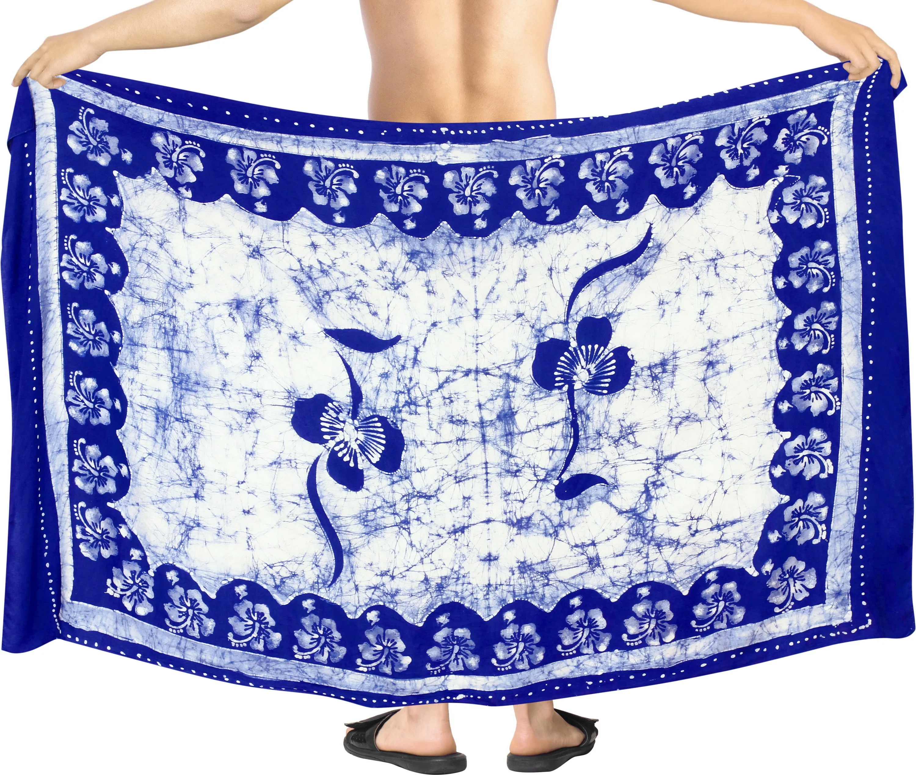 La Leela Men's Hawaiian Beach Wrap Sheer Sarong Swimming Bathing Suit Towel Beachwear Swim Pareo Cover up Long 72"X42"  Blue 130516