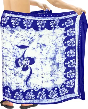 La Leela Men's Hawaiian Beach Wrap Sheer Sarong Swimming Bathing Suit Towel Beachwear Swim Pareo Cover up Long 72"X42"  Blue 130516