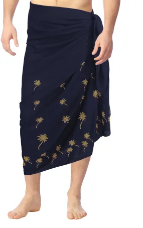 La Leela Men's Hawaiian Beach Wrap Sheer Sarong Swimming Bathing Suit Towel Beachwear Swim Pareo Cover up Long 72"X42"  Blue 132012