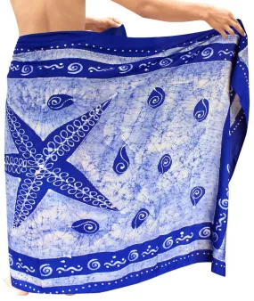 La Leela Men's Hawaiian Beach Wrap Sheer Sarong Swimming Bathing Suit Towel Beachwear Swim Pareo Cover up Long 72"X42"  Blue 134549