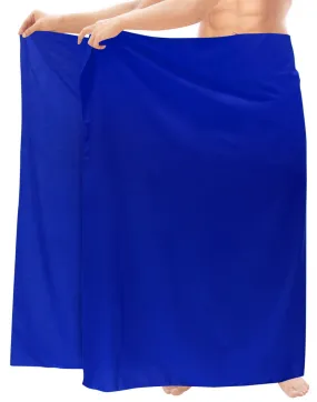 La Leela Men's Hawaiian Beach Wrap Sheer Sarong Swimming Bathing Suit Towel Beachwear Swim Pareo Cover up Long 72"X42"  Blue 136804